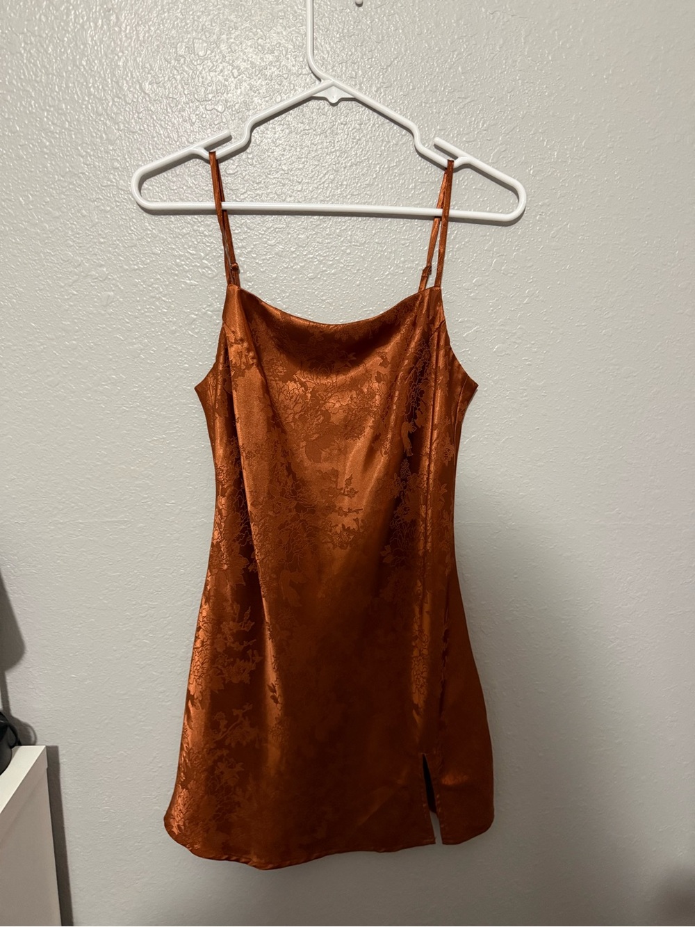 Princess Polly Rust Orange Satin Jacquard Slip Dress